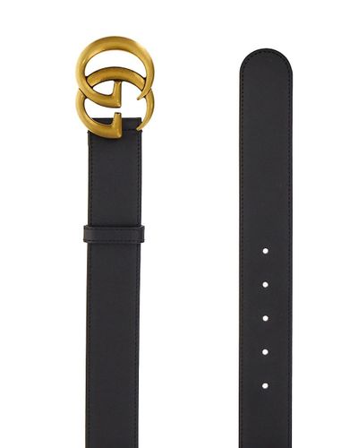 gucci wide leather belt with double g