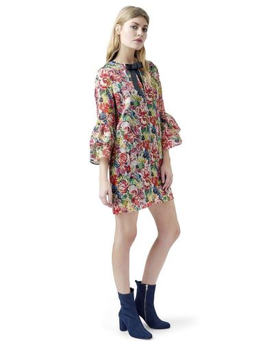 Ganni Seneca Silk Dress Multicolour - Lyst