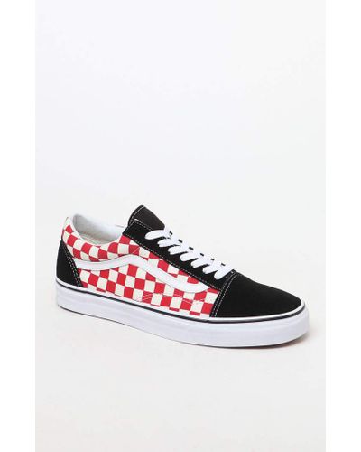 red old skool checkerboard vans