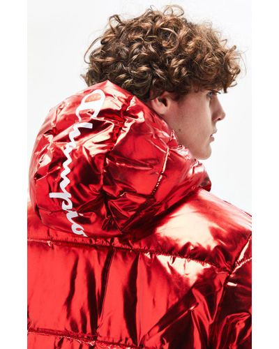 champion metallic jacket red