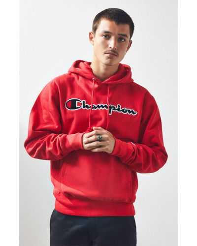 champion reverse weave chenille script hoodie