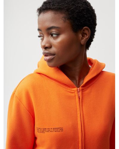 PANGAIA Lightweight Recycled Cotton Fitted Zipped Hoodie in Orange - Lyst