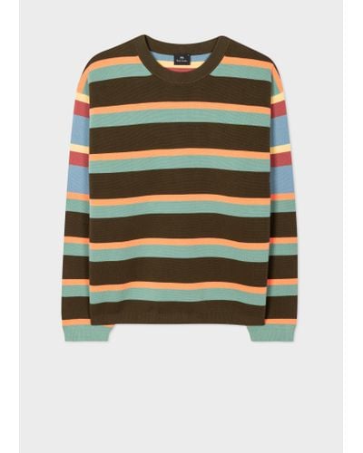 PS by Paul Smith Cotton 'mix Up' Stripe Jumper Green