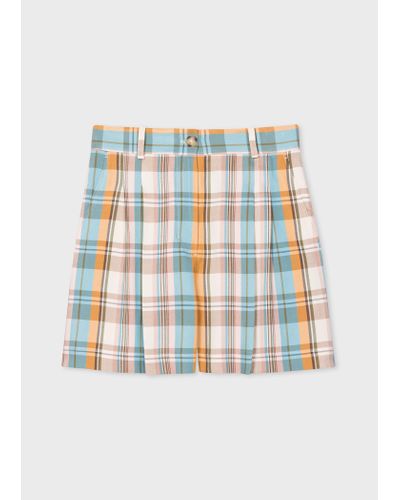 PS by Paul Smith Multicolour Check Shorts - White