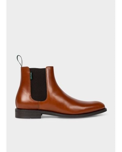 PS by Paul Smith Tan Leather 'cedric' Boots Brown