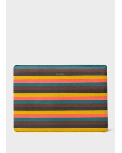 Paul Smith X Native Union - 'artist Stripe' Leather Macbook Sleeve Multicolour - Grey