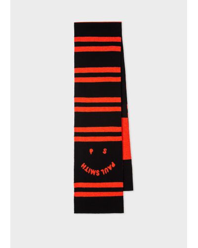 PS by Paul Smith Black And Red Stripe 'happy' Scarf