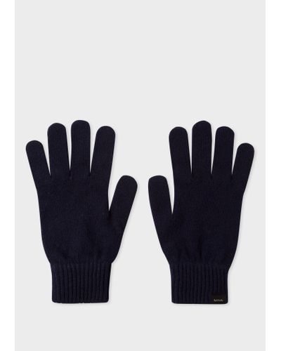Paul Smith Dark Navy Cashmere-blend Gloves - Blue