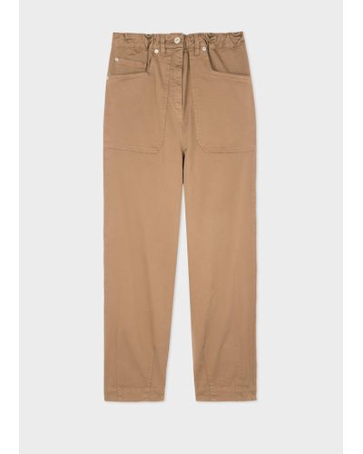 PS by Paul Smith Stretch-cotton Camel Barrel Leg Chinos Brown - Natural