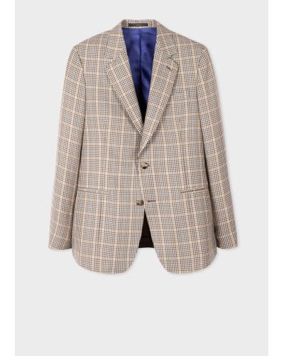 Paul Smith Tailored-fit Ecru Check Wool-silk Buggy Lined Blazer Pink