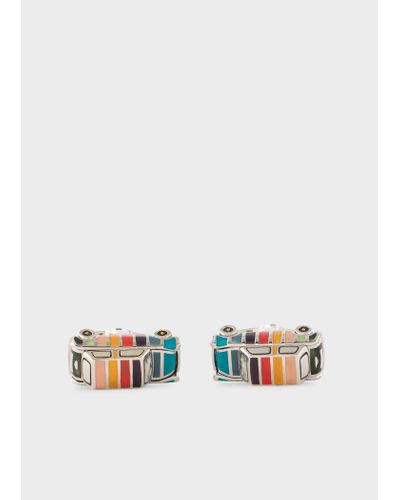 Paul Smith 'artist Stripe' Mini Cufflinks Multicolour - White