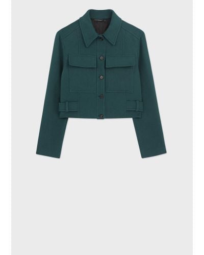 Paul Smith Emerald Green Boucle Cropped Jacket