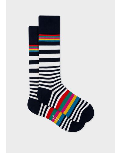 Paul Smith Navy 'artist Stripe' Socks - Blue