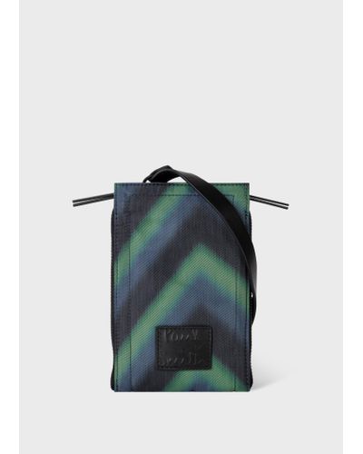 Paul Smith Recycled Polyester 'zig Zag' Neck Pouch - Blue