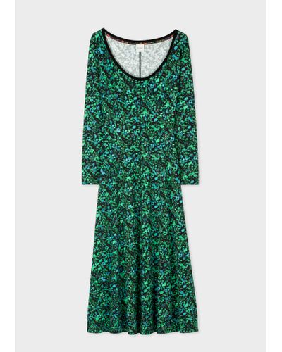 Paul Smith Green 'twilight Floral' Midi Dress