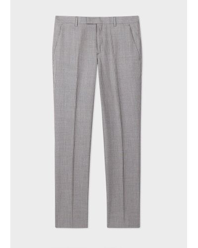 Paul Smith Slim-fit Grey Gingham Wool Trousers Green