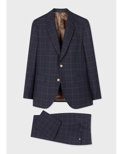 Paul Smith The Bloomsbury - Easy-fit Navy Check Wool Suit Blue