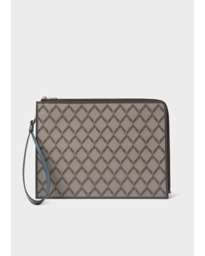 Paul Smith Taupe 'geo' Travel Wallet Multicolour - Grey