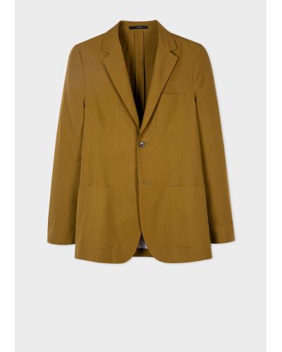 Paul Smith Tailored-fit Olive Cotton Patch-pocket Blazer Green - Natural