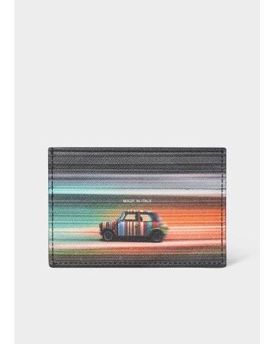 Paul Smith 'mini Blur' Print Leather Card Holder Black - Grey