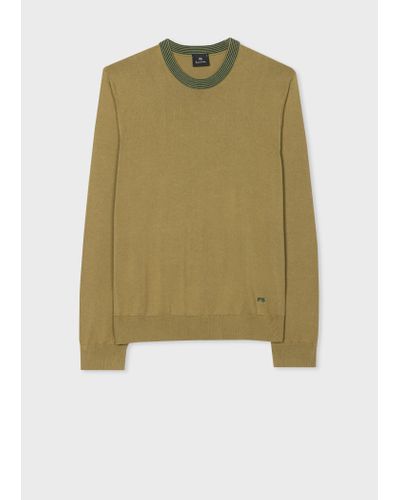 PS by Paul Smith Khaki Contrast Neck Organic Cotton Jumper Green