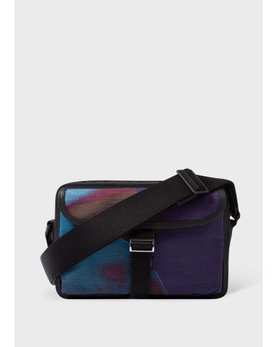 Paul Smith Recycled Polyester 'abstract' Cross-body Bag Multicolour - Blue