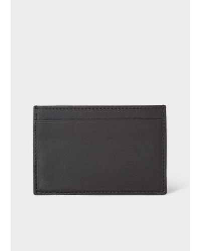 Paul Smith Black Leather Monogrammed Credit Card Holder - Grey