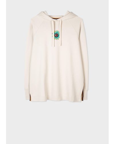 Paul Smith Off White Cotton Hoodie With 'sunflower' - Natural
