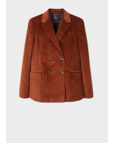 PS by Paul Smith Rust Cotton-blend Cord Blazer Brown