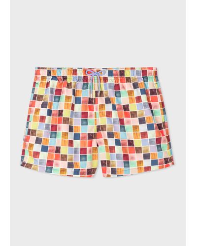 Paul Smith Multi Colour 'ink Square' Swim Shorts Multicolour