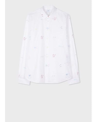 Paul Smith Tailored-Fit 'Aperitif' Print Shirt - White