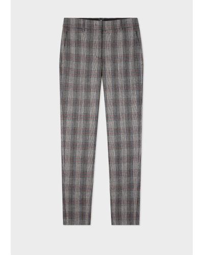 PS by Paul Smith Grey Wool-stretch Check Flannel Trousers