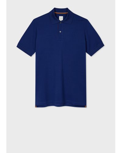 Paul Smith Cobalt Blue 'artist Stripe' Placket Polo Shirt