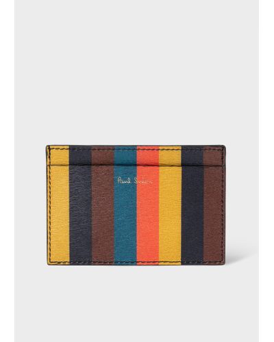 Paul Smith 'artist Stripe' Leather Credit Card Holder - Multicolour