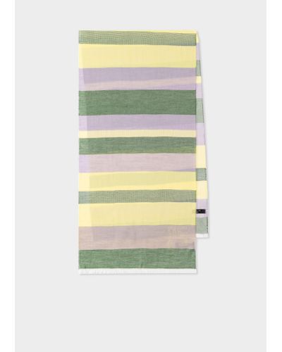 PS by Paul Smith Green And Purple Cotton-blend Scarf