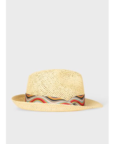 Paul Smith 'swirl' Ribbon Trilby Hat Multicolour - Natural