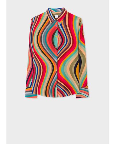 PS by Paul Smith Swirl Silk Shirt Multicolour - Red
