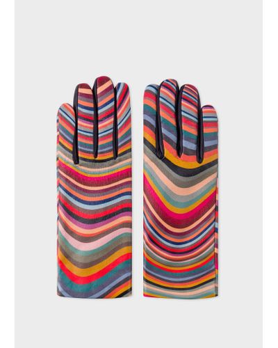 Paul Smith Swirl Leather Gloves - Multicolour
