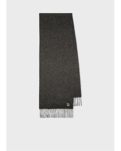 PS by Paul Smith Charcoal Grey Lambswool Zebra Scarf