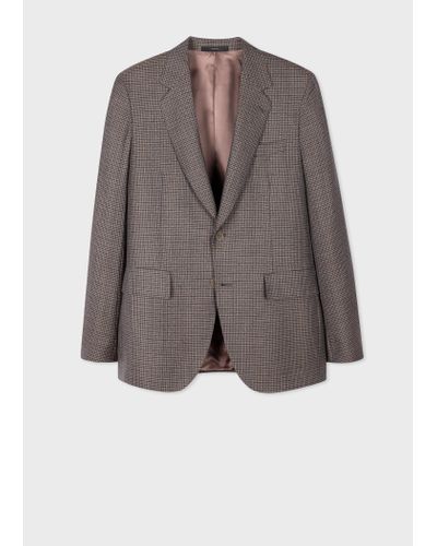 Paul Smith The Bloomsbury - Easy-fit Brown Multi Gingham Wool-twill Blazer Grey