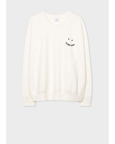 PS by Paul Smith Paul Smith Cream Cotton Oversized 'happy' Sweatshirt - Natural