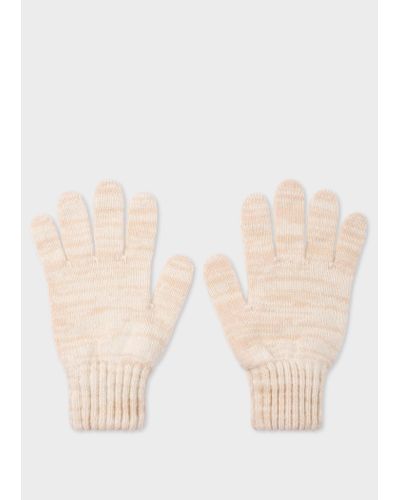 Paul Smith Ecru Wool Marl Gloves White - Natural