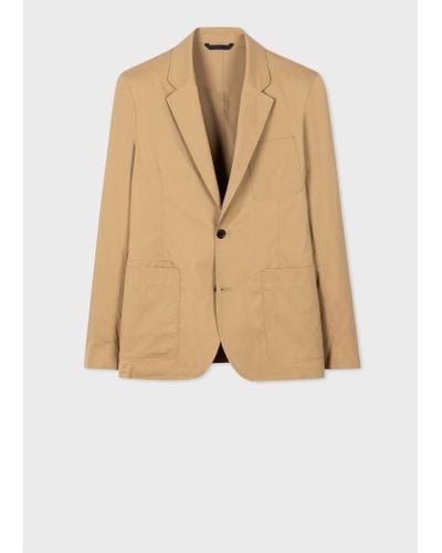 Paul Smith Casual-fit Tan Cotton-blend Blazer - Natural