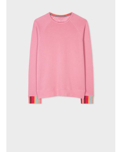 Paul Smith Dusky Pink Lounge Sweatshirt With 'swirl Stripe' Cuffs