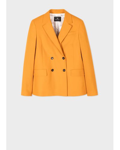 PS by Paul Smith Mustard Wool-hopsack Double-breasted Blazer Yellow - Orange