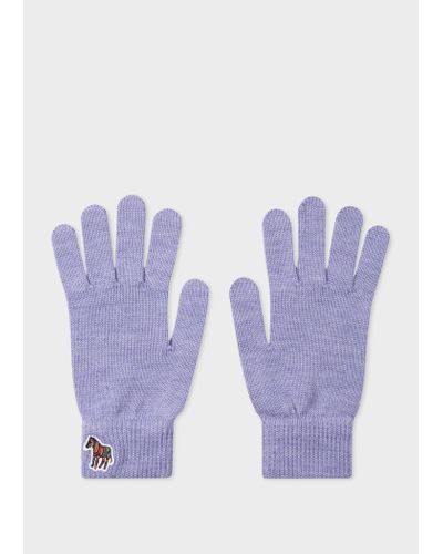 Paul Smith Cornflower Blue Zebra Logo Wool Gloves - Purple