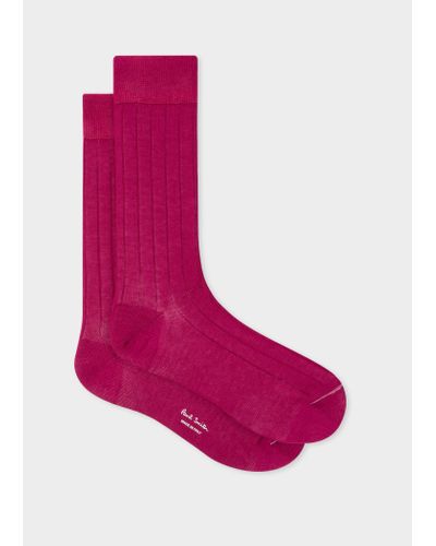 Paul Smith Raspberry Cotton-blend Ribbed Socks Pink