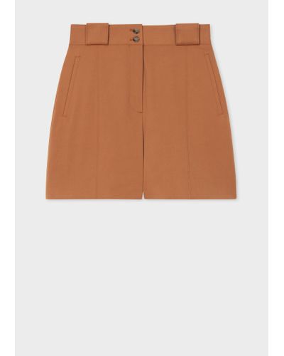 Paul Smith Tailored-fit Stretch-wool Brown Shorts