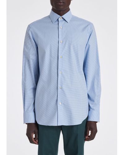 Paul Smith Tailored-fit Light Blue 'gingham' Easy Care Shirt