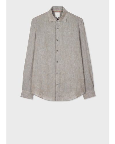 Paul Smith Slim-fit Grey Linen Shirt